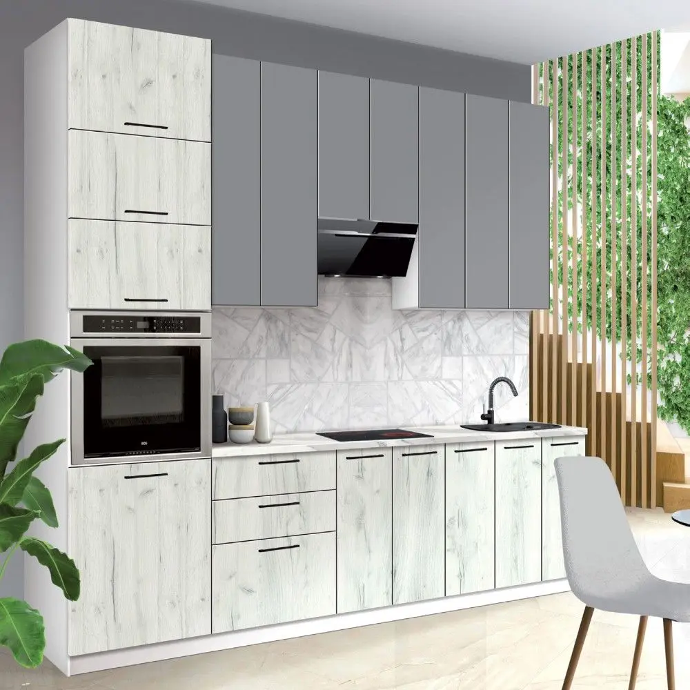 Bucatarie Modern Bono H110 2.7m (White/Craft white oak/Slate Gray)