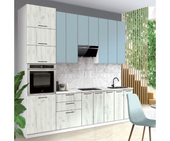 Кухня Modern Bono H110 2.7m (White/Craft white oak/Blue)