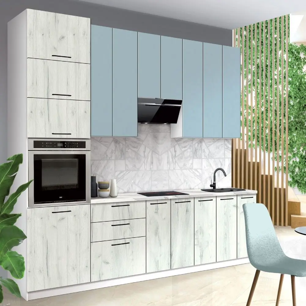 Bucatarie Modern Bono H110 2.7m (White/Craft white oak/Blue)