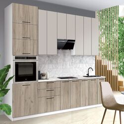 Bucatarie Modern Bono H110 2.7m (White/Craft Oak Grey/Cashmere)