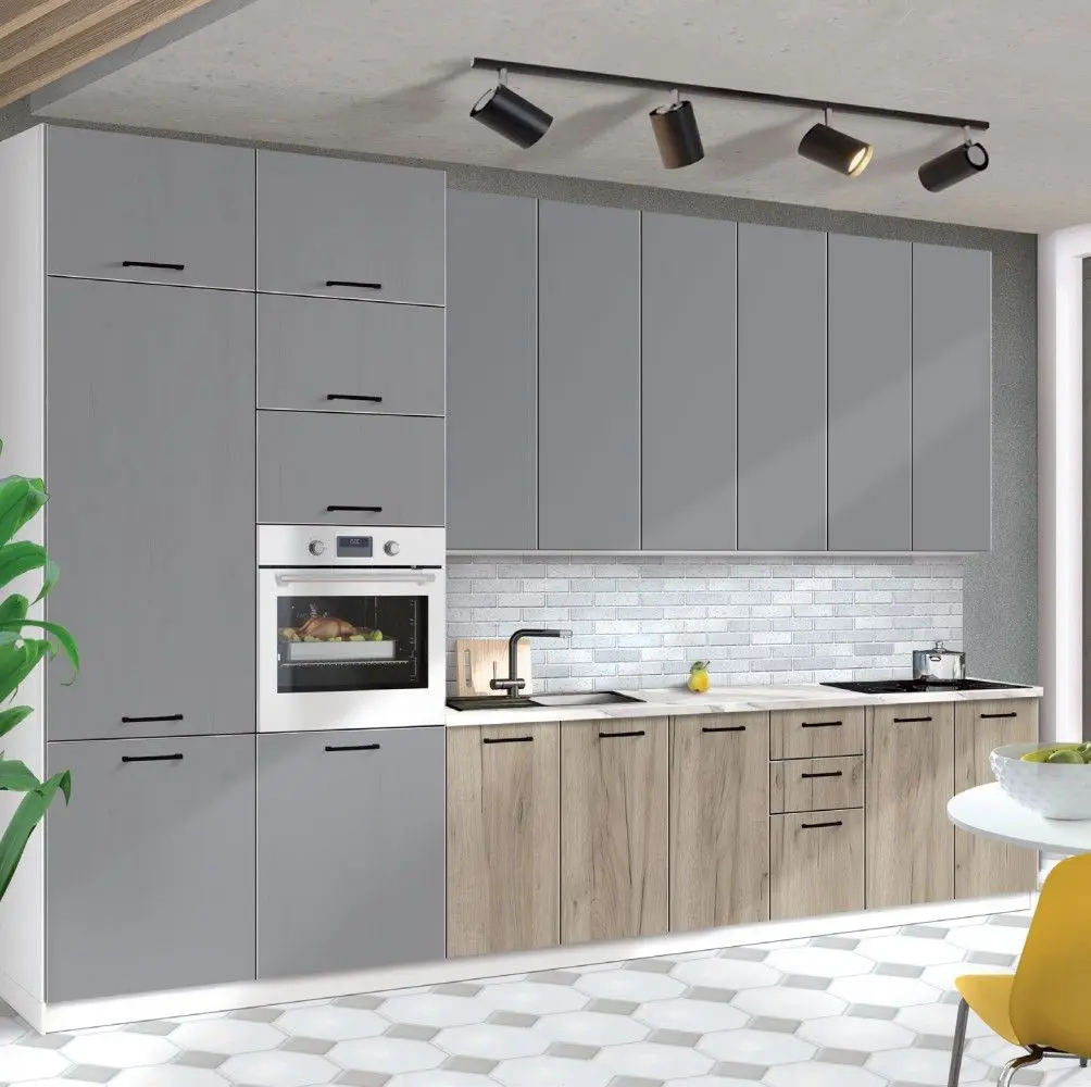 Bucatarie Modern Bono H110 3.6m (White/Slate Gray/Craft Oak Grey)