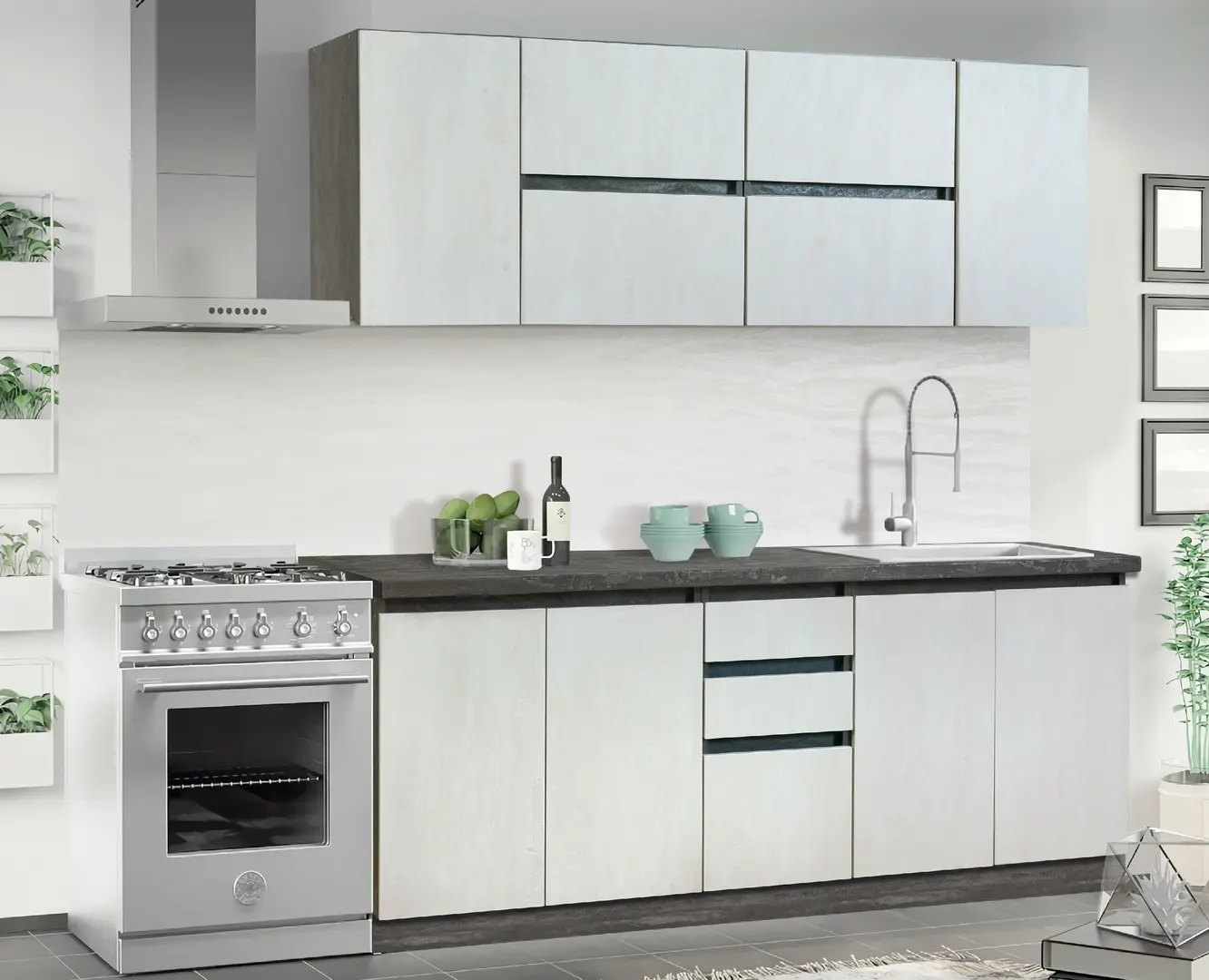 Кухня Modern Komfi 2.0m (Iron stone/Silk Stone)