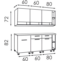 Bucatarie Modern Monro 2.0m Grey Craft Oak/Cashmere + Blat Ambianta 2.0m/28mm Osaka Thumb