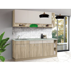 Bucatarie Modern Monro 2.0m Grey Craft Oak/Cashmere + Blat Ambianta 2.0m/28mm Osaka