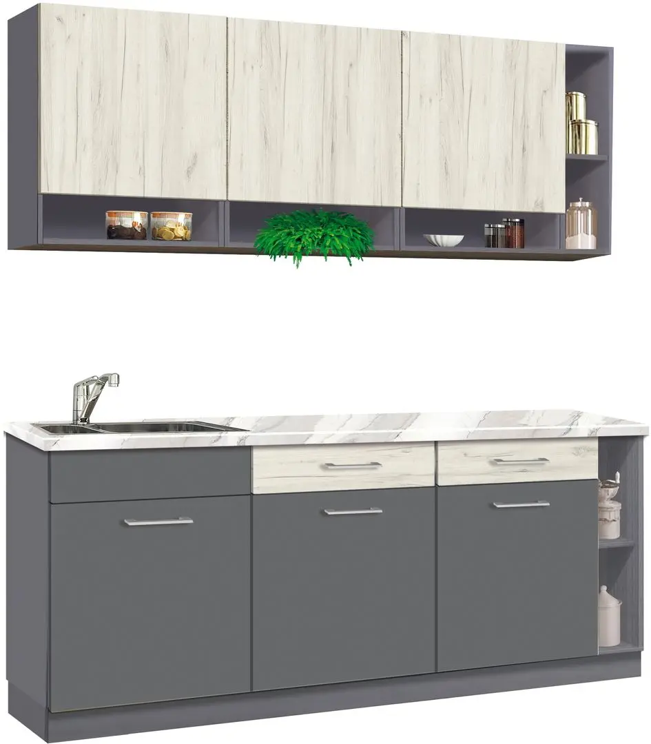 Bucatarie Modern Monro 2.0m (Slate Gray/Craft Oak White)