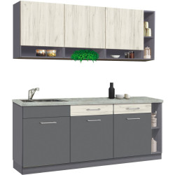 Bucatarie Modern Monro 2.0m Slate Gray/Craft Oak White + Blat Ambianta 2.0m/28mm Osaka Thumb