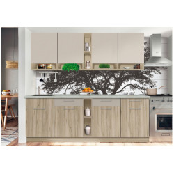 Bucatarie Modern Monro 2.6m Grey Craft Oak/Cashmere + Blat Ambianta 2.6m/28mm Osaka