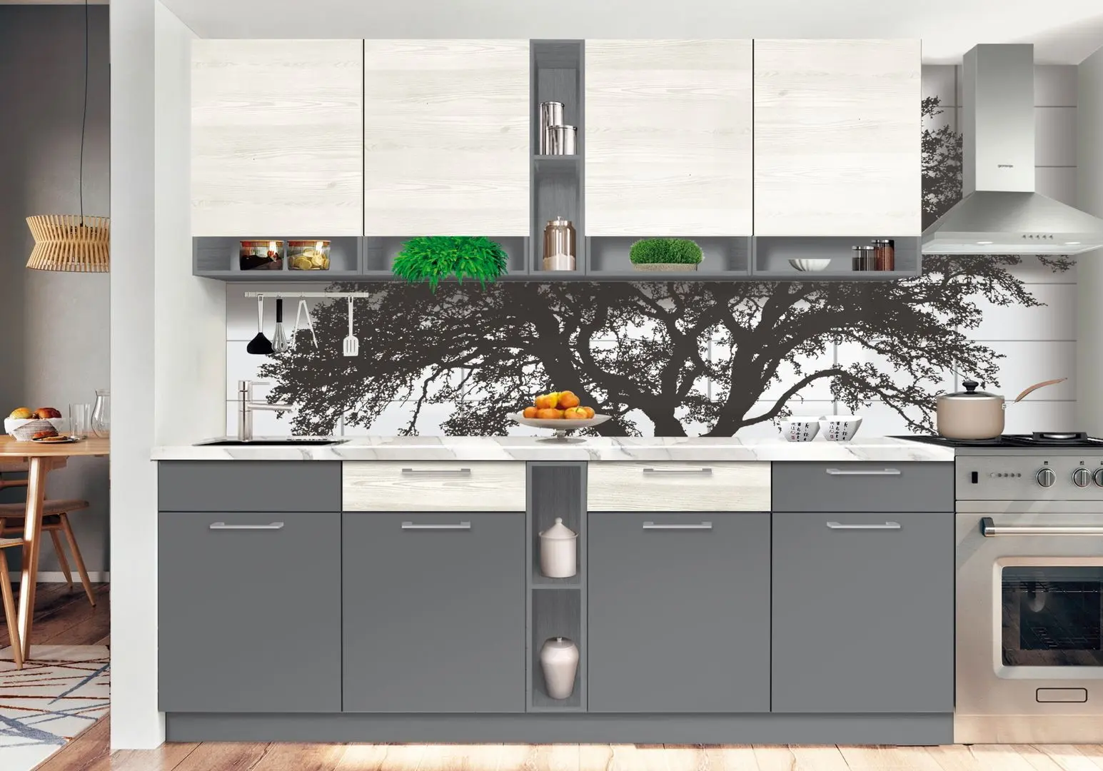 Bucatarie Modern Monro 2.6m (Slate Gray/Craft Oak White)