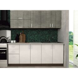 Bucatarie Modern Paola 2.0m (Sonoma Truffle Oak/White Gloss/Monolith)