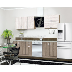 Bucatarie Modern Paola 2.0m Vintage Oak/Craft Oak White + Blat Ambianta 2.0m/28mm Osaka