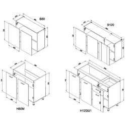 Bucatarie Modern Stella 2.0m White/Craft Oak Grey + Blat Ambianta 2.0m/28mm Osaka Thumb