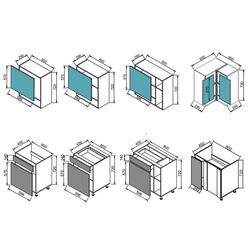 Bucatarie de colt Modern Monro 2.6m (Grey Craft Oak/White Gloss/Asphalt) Thumb