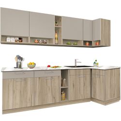 Bucatarie de colt Modern Monro 2.6m (Grey Craft Oak/Cashmere) Thumb