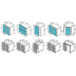 Bucatarie de colt Modern Paola 3.2/0.8m Wenge Magic/Craft Oak White + Blat Ambianta 2.6+1m/28mm Osaka Thumb