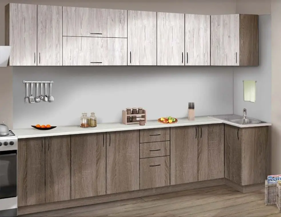 Bucatarie de colt Modern Paola 3.2m (Vintage Oak/Craft Oak White)