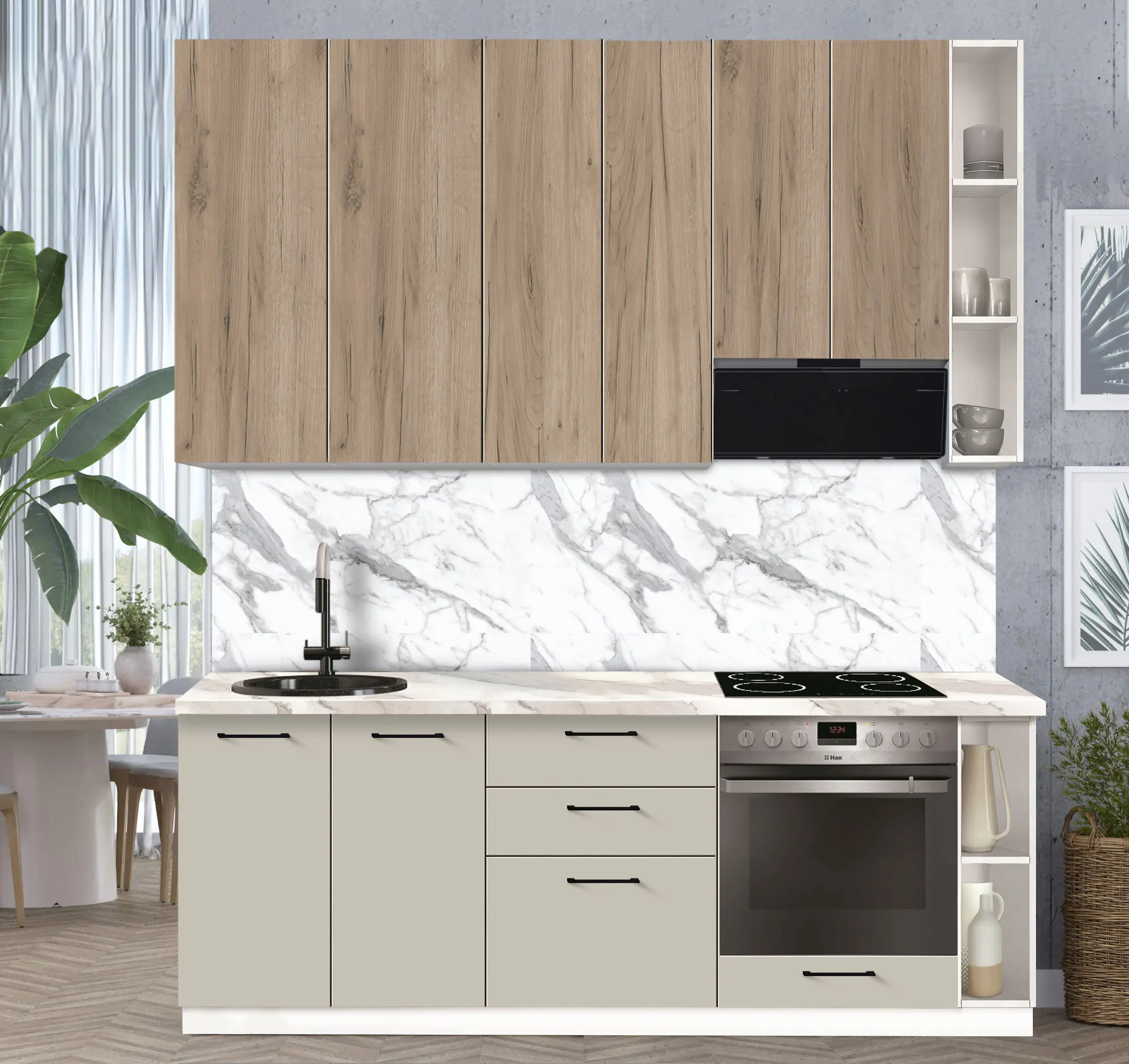 Bucatarie modulara Modern Bono 1 H110 2.2m