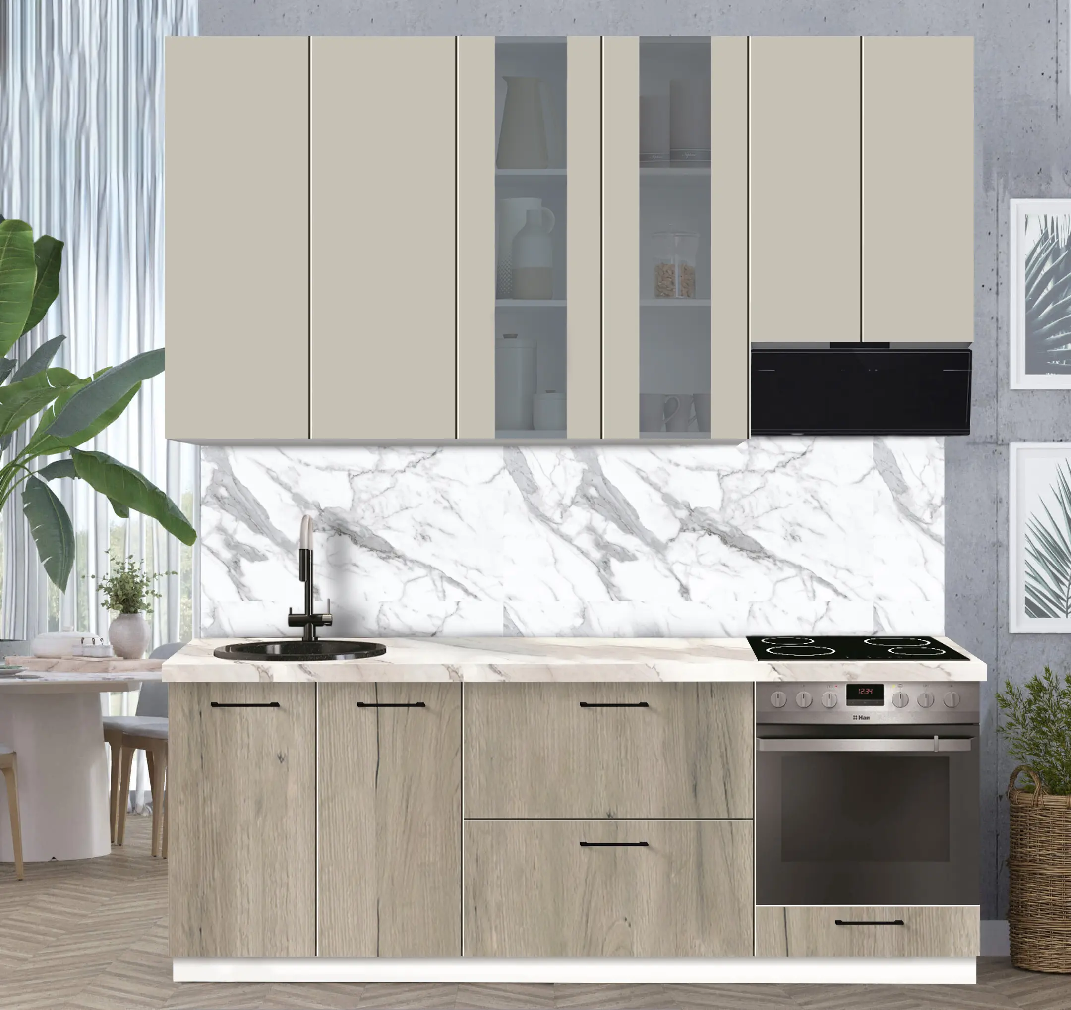 Bucatarie modulara Modern Bono Vitrina 1 H110 2.2m