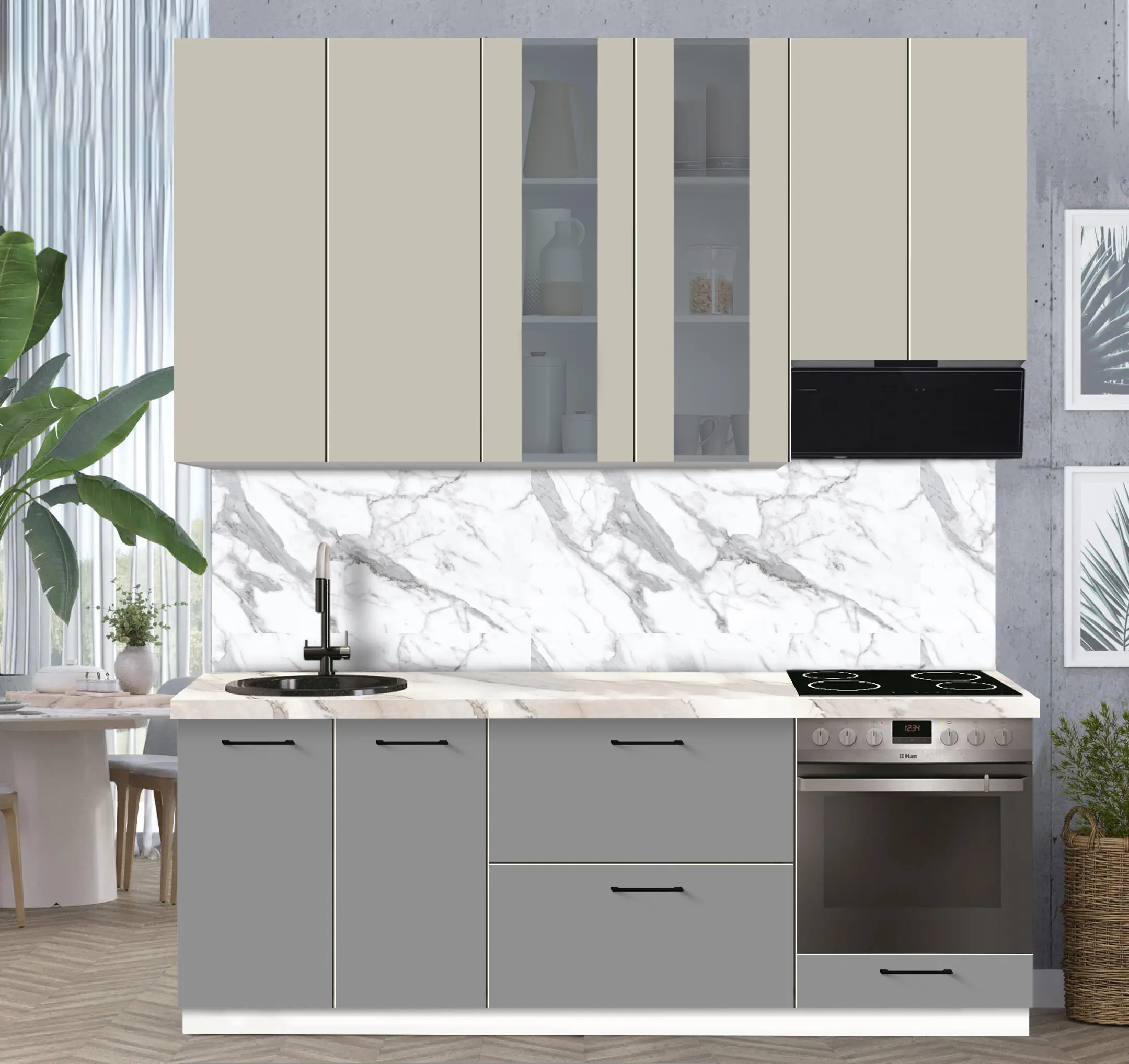 Bucatarie modulara Modern Bono Vitrina 1 H110 2.2m