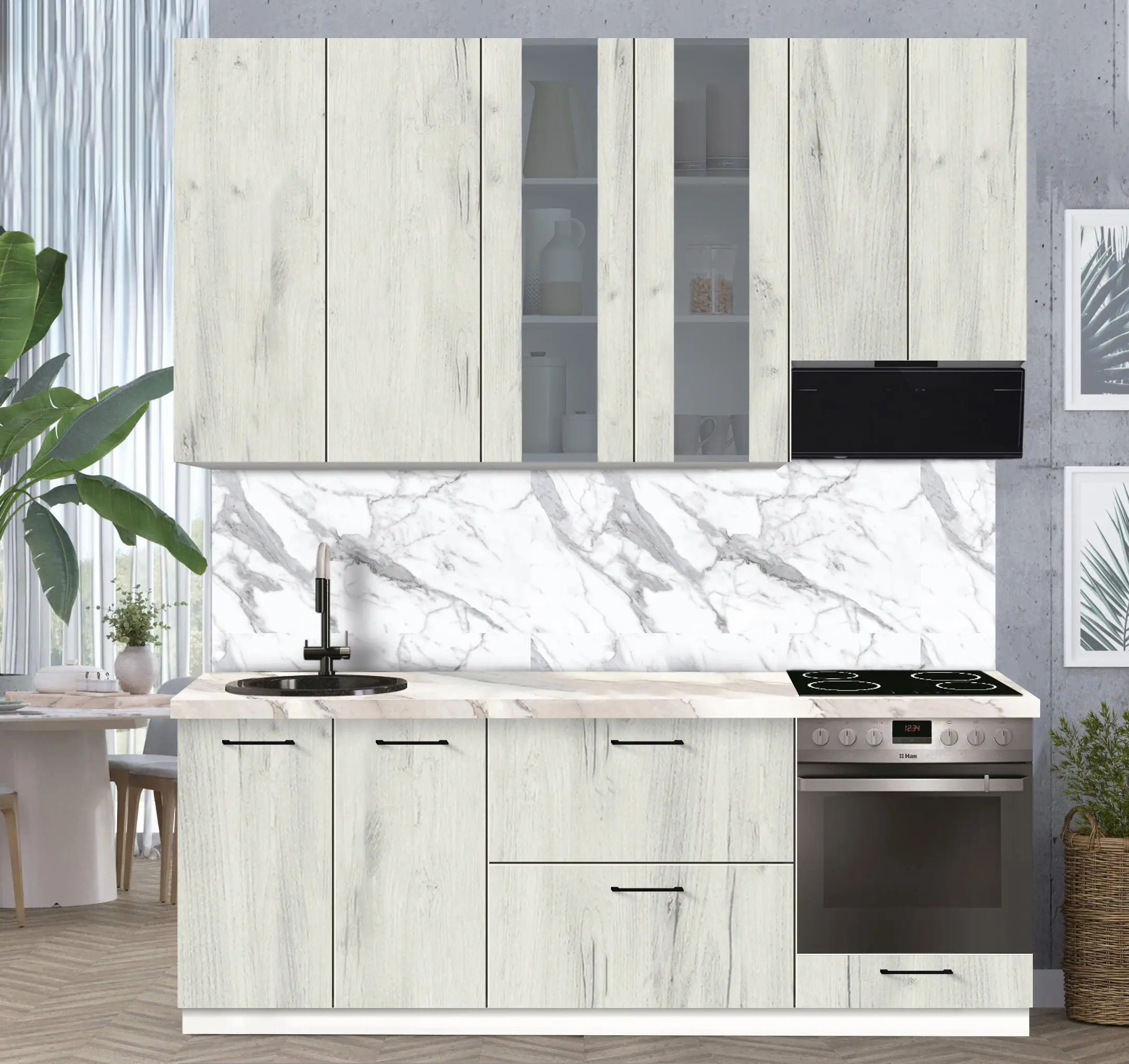 Bucatarie modulara Modern Bono Vitrina 1 H110 2.2m