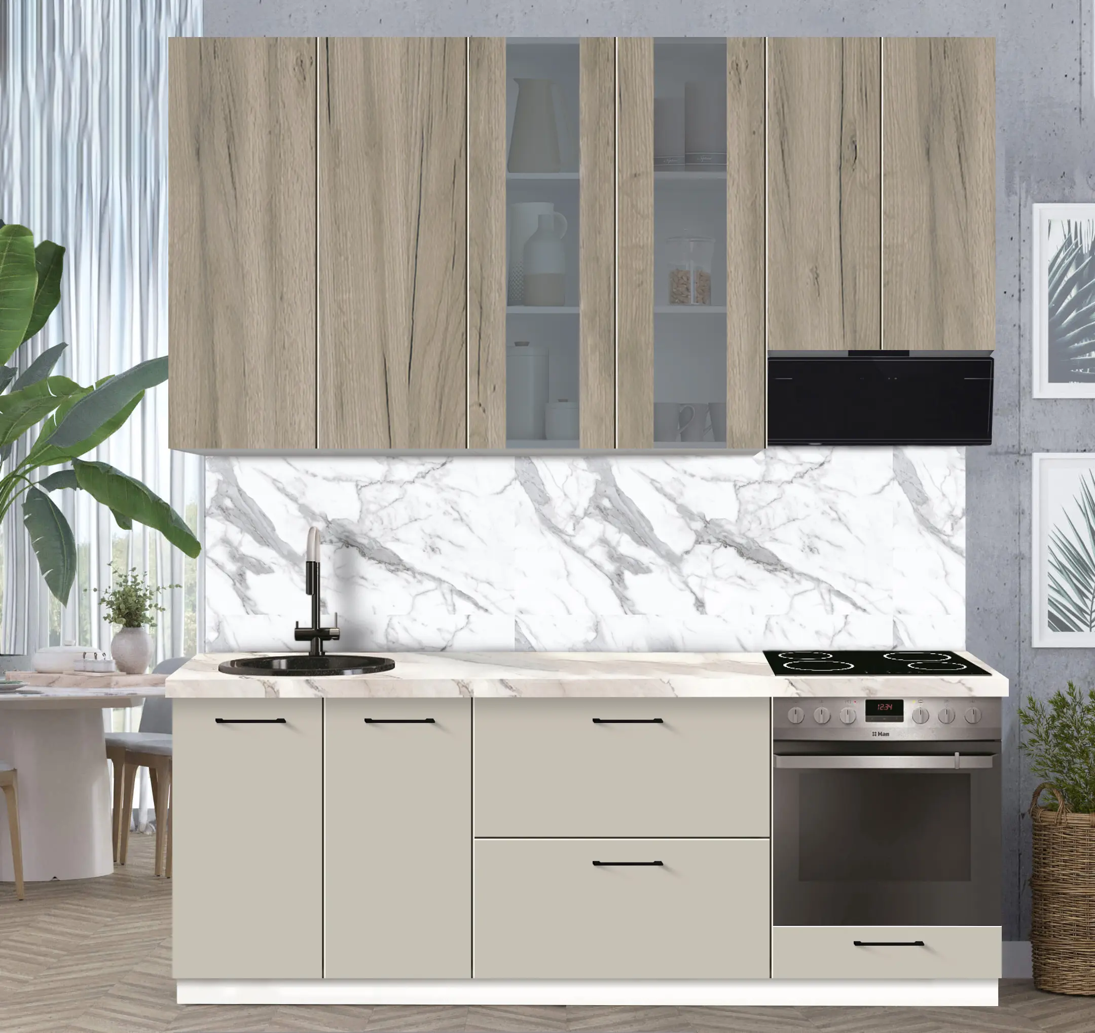 Bucatarie modulara Modern Bono Vitrina 1 H110 2.2m