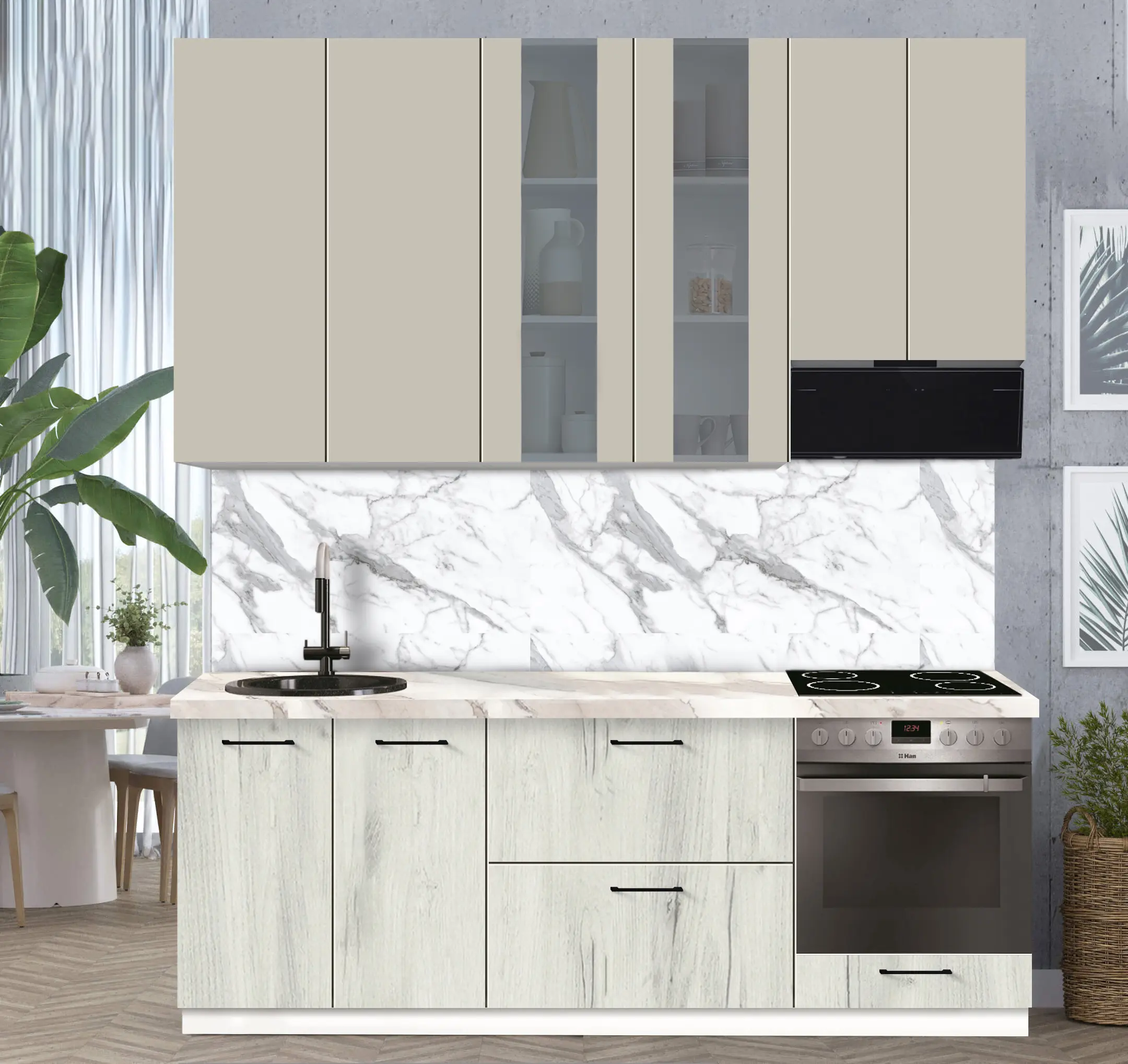 Bucatarie modulara Modern Bono Vitrina 1 H110 2.2m