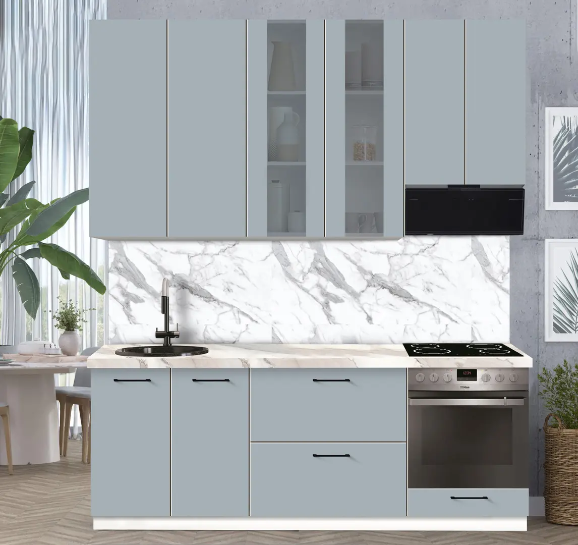 Bucatarie modulara Modern Bono Vitrina 1 H110 2.2m