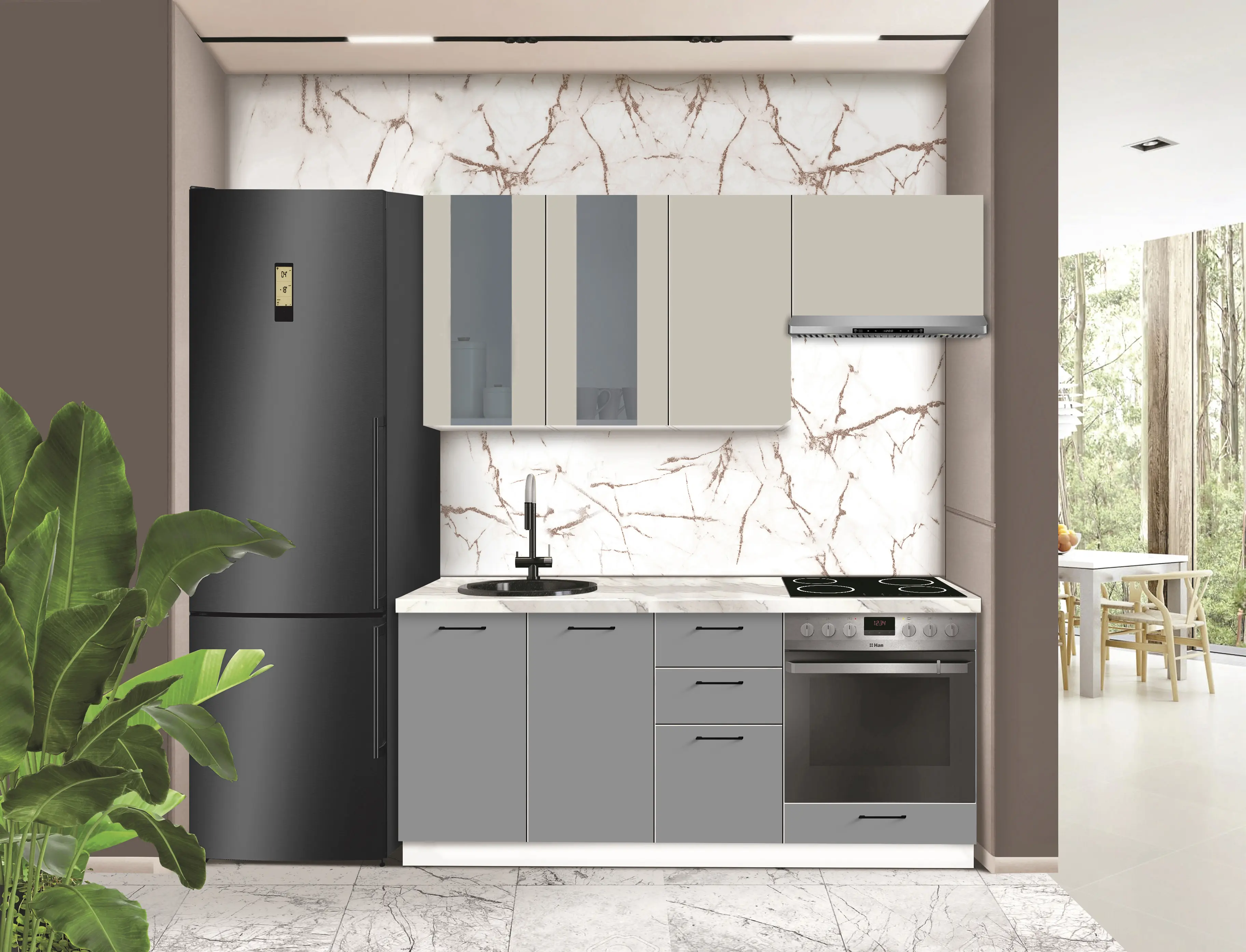 Bucatarie modulara Modern Bono Vitrina 1 H68 1.8m