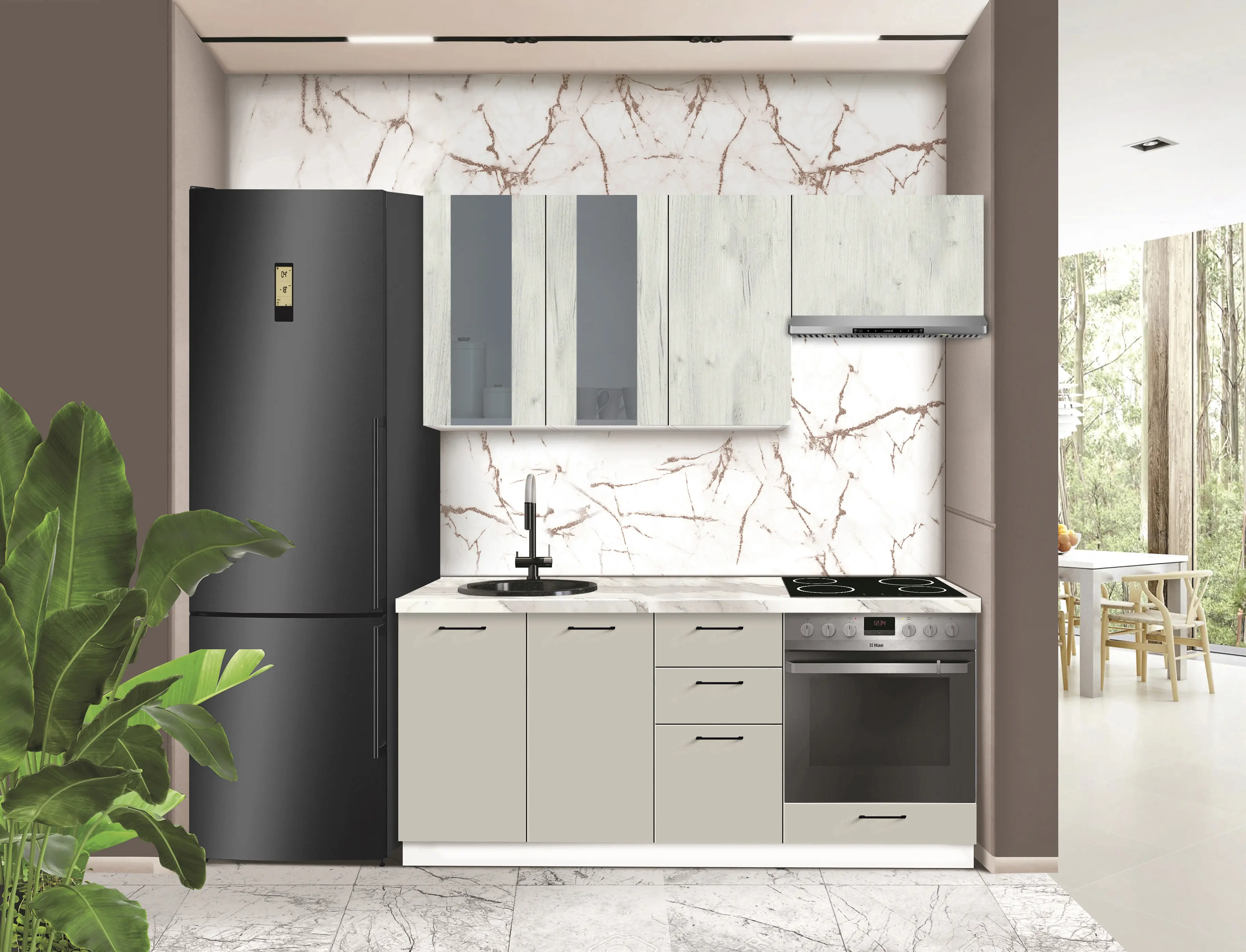 Bucatarie modulara Modern Bono Vitrina 1 H68 1.8m