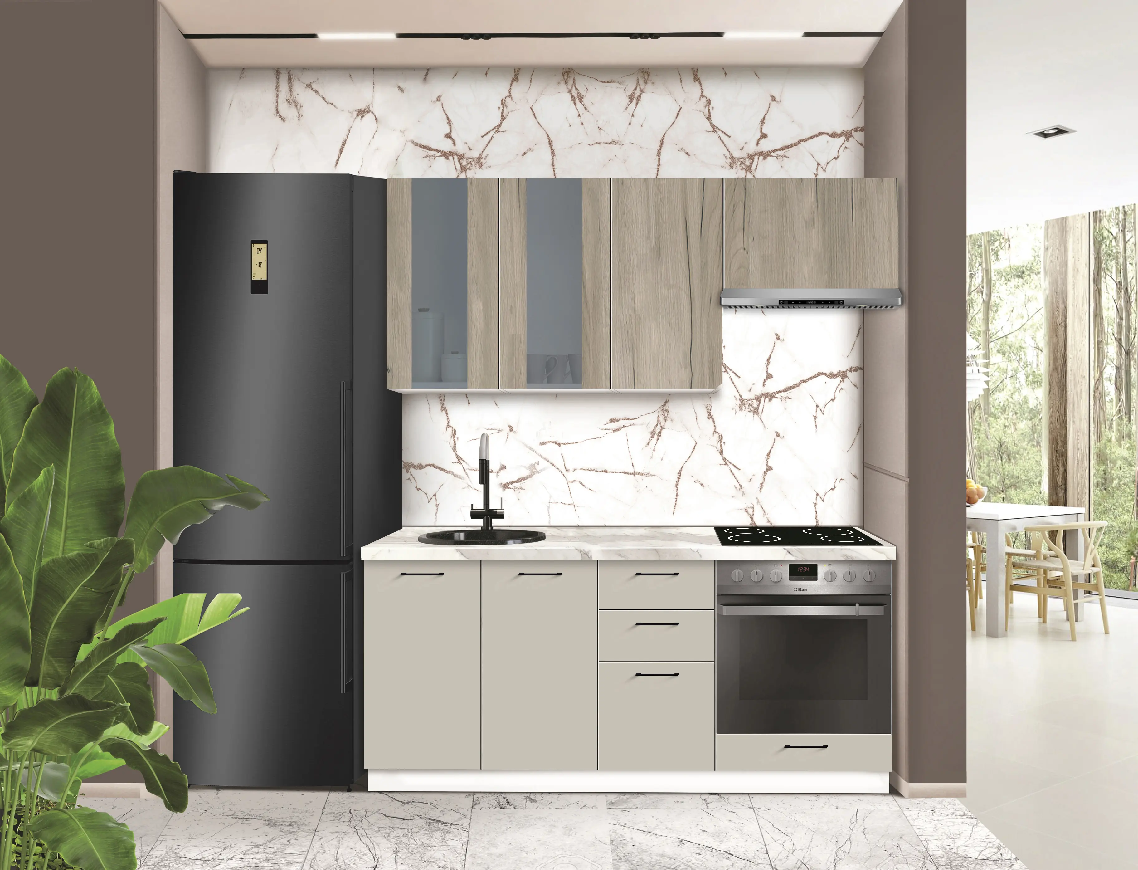 Bucatarie modulara Modern Bono Vitrina 1 H68 1.8m