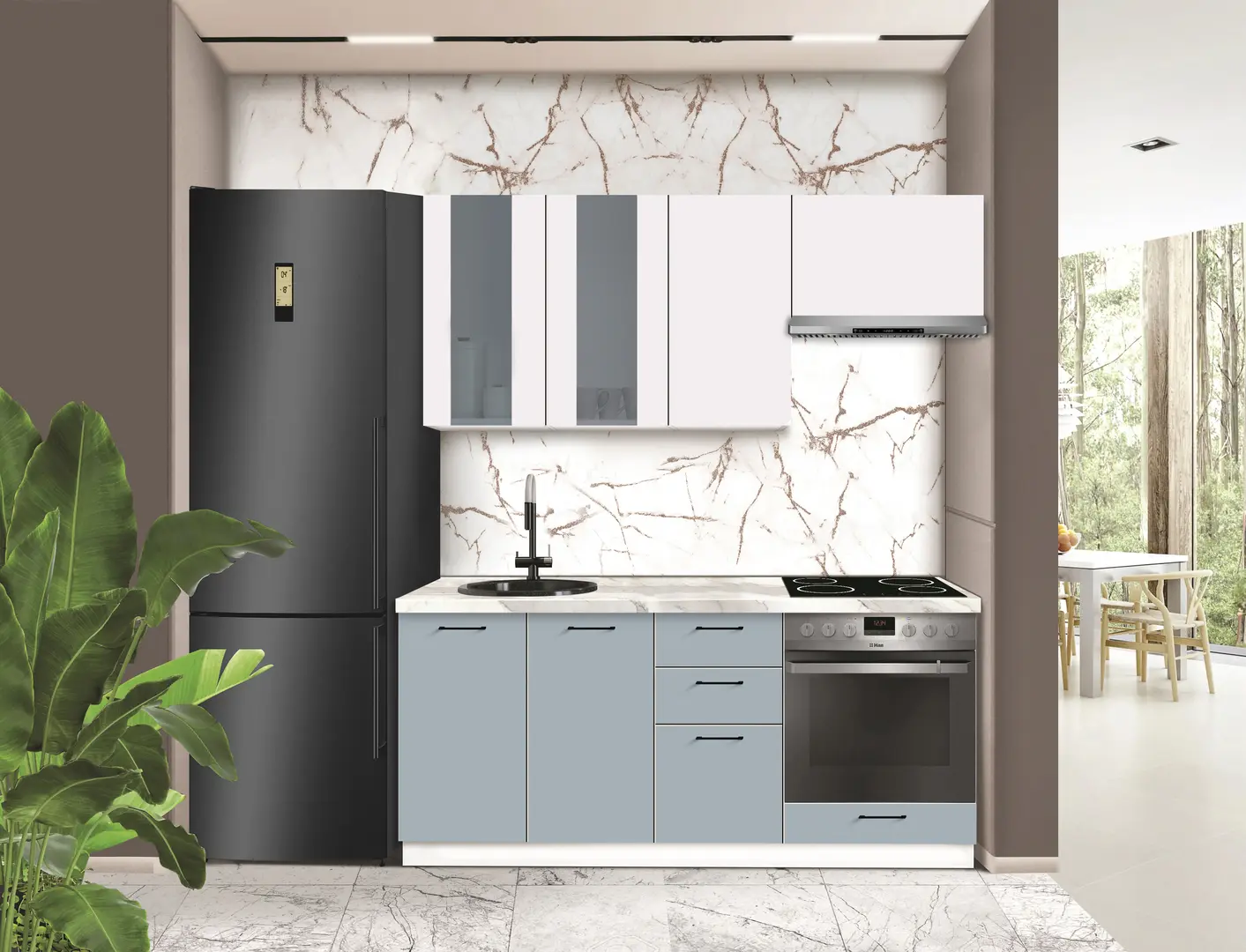 Bucatarie modulara Modern Bono Vitrina 1 H68 1.8m