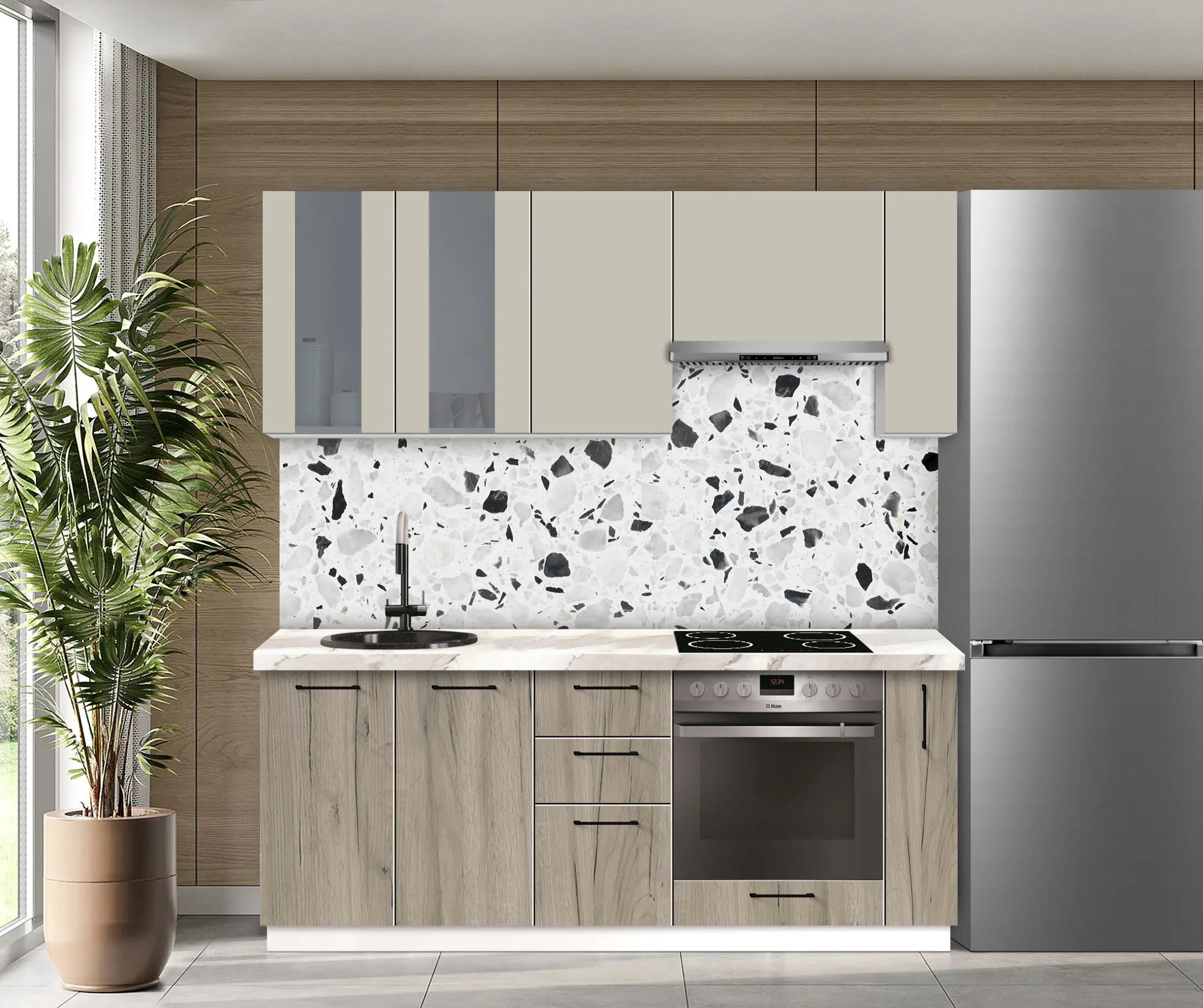 Bucatarie modulara Modern Bono Vitrina 1 H68 2.0m