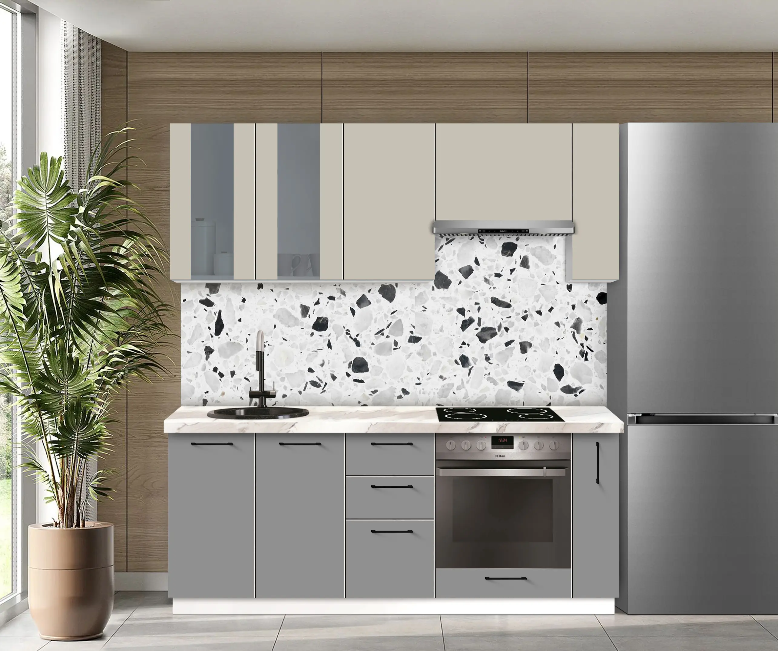 Bucatarie modulara Modern Bono Vitrina 1 H68 2.0m