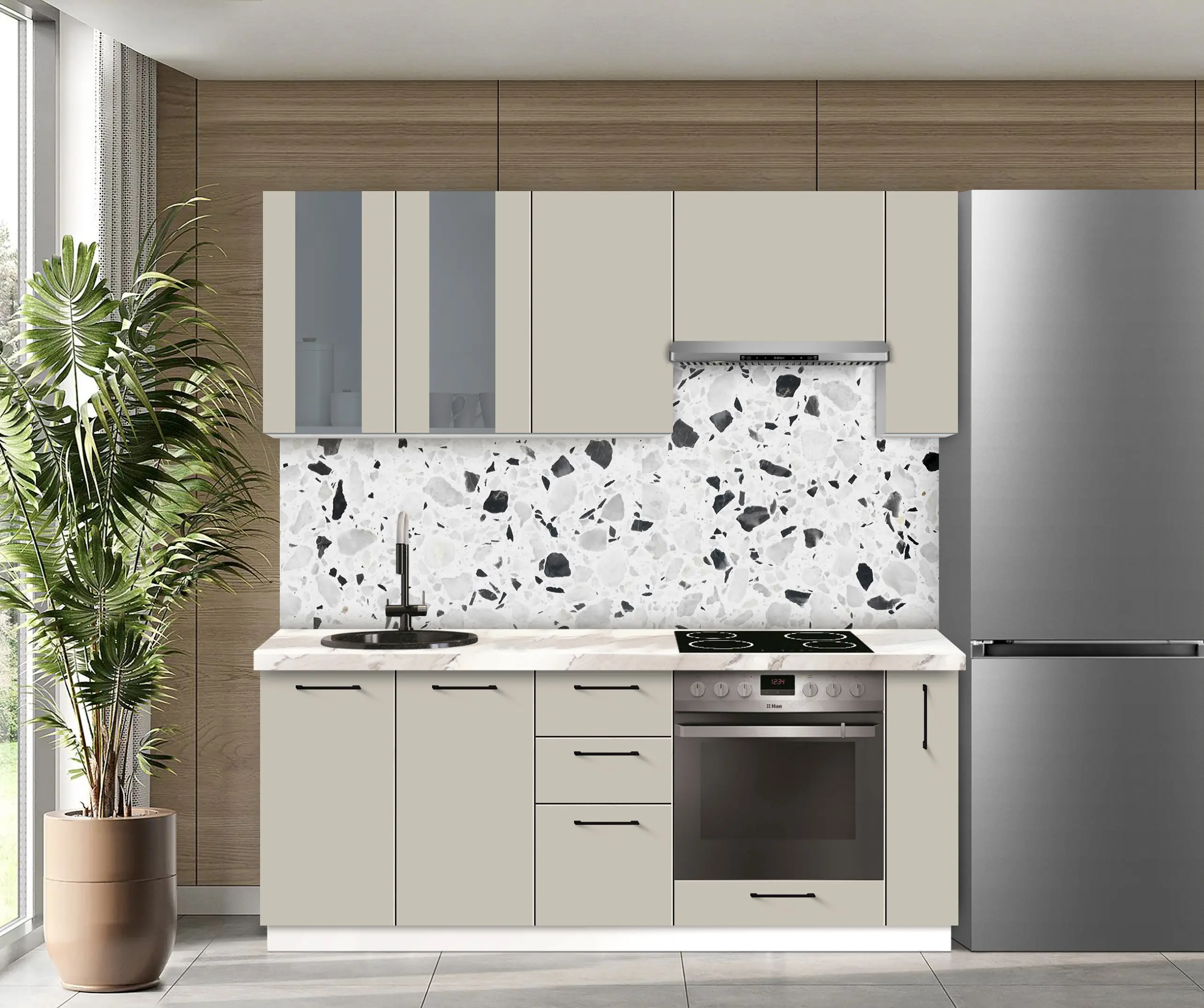 Bucatarie modulara Modern Bono Vitrina 1 H68 2.0m