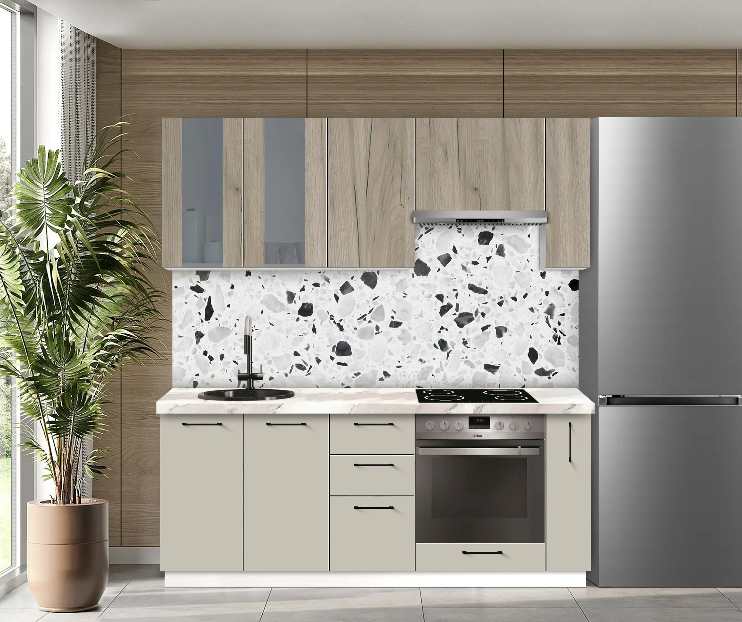 Bucatarie modulara Modern Bono Vitrina 1 H68 2.0m