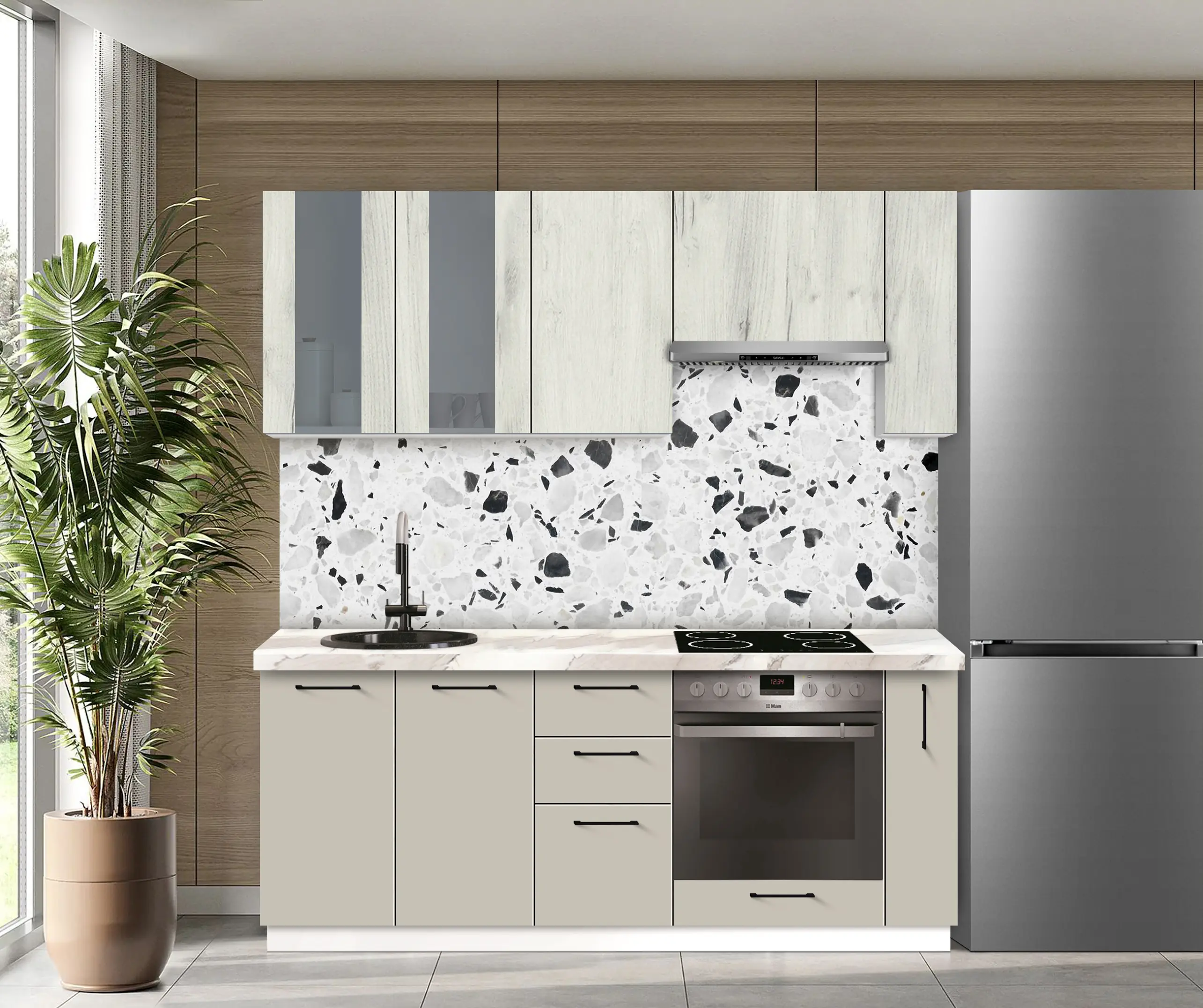 Bucatarie modulara Modern Bono Vitrina 1 H68 2.0m