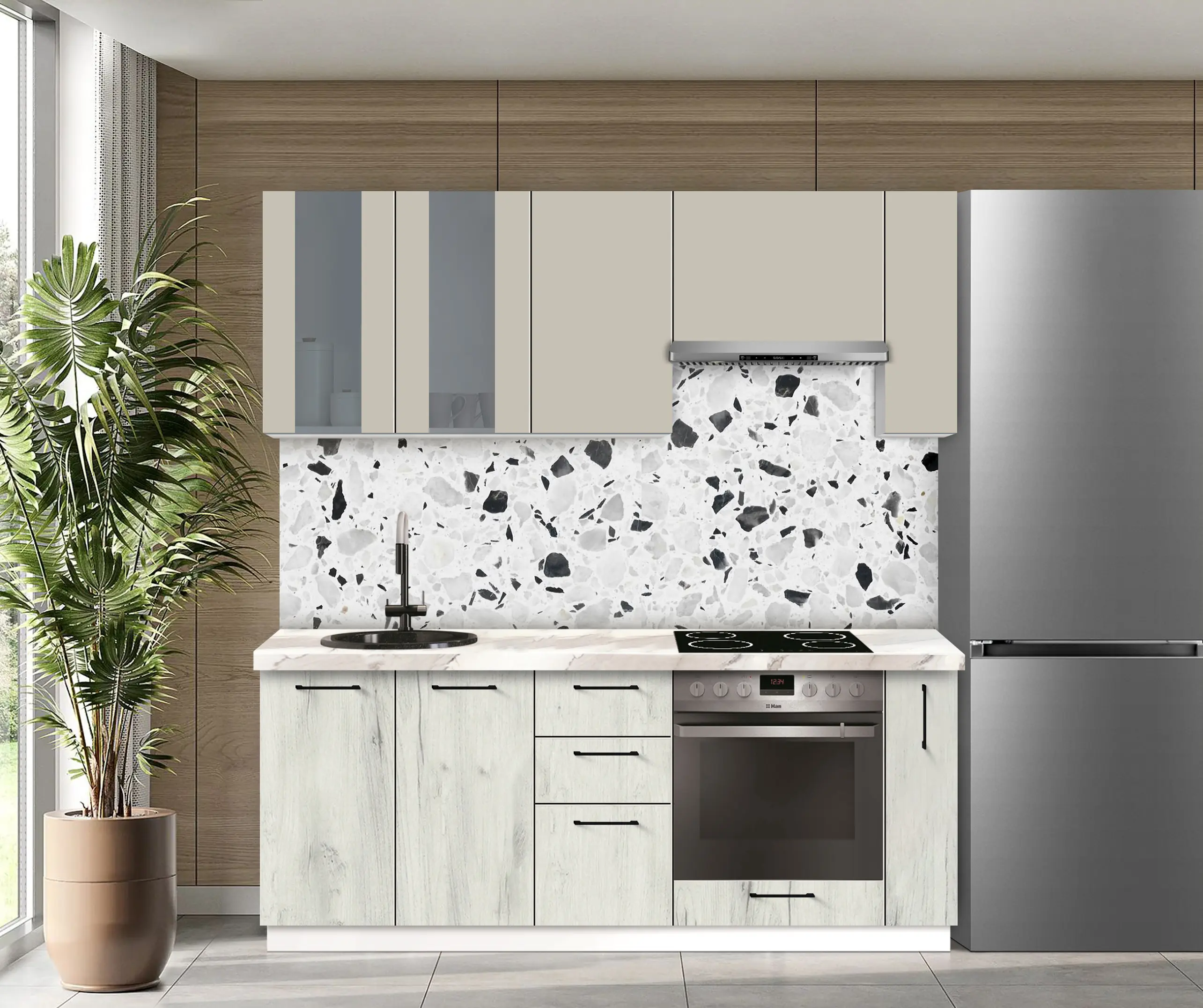 Bucatarie modulara Modern Bono Vitrina 1 H68 2.0m