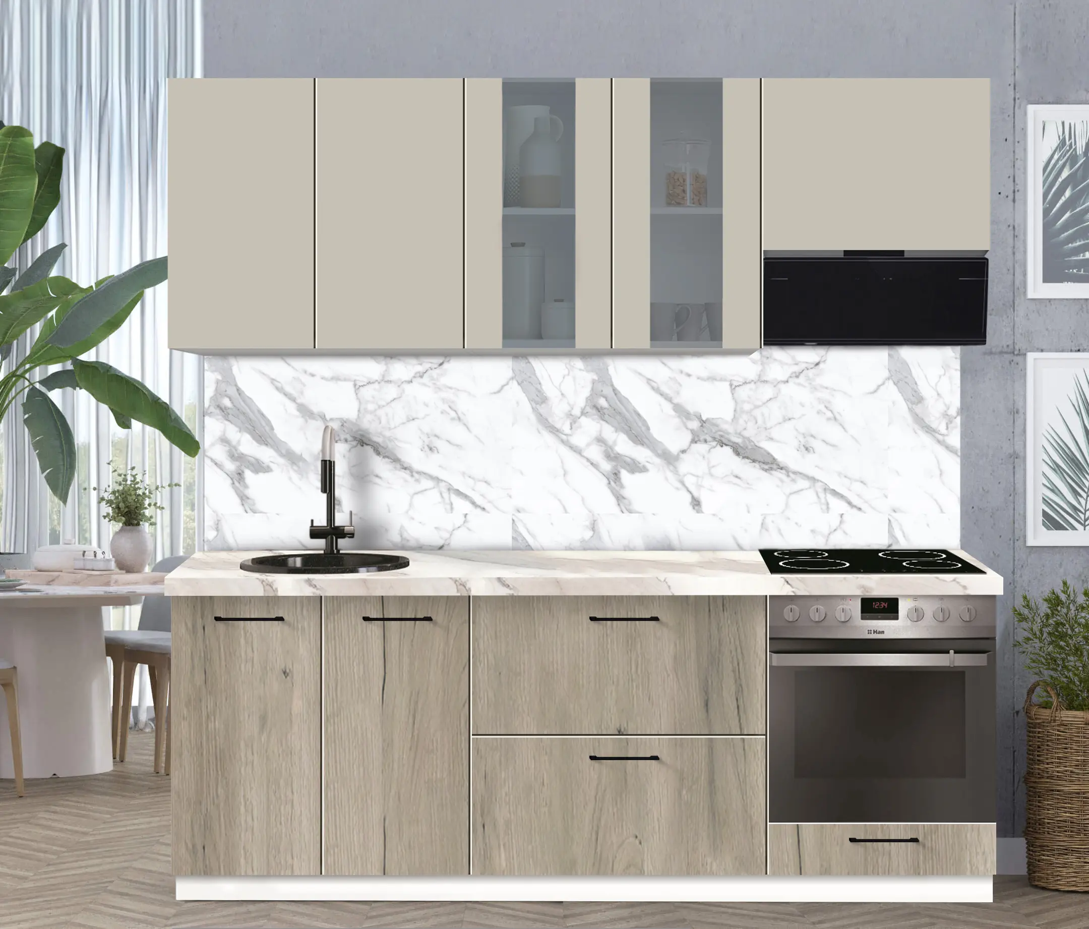 Bucatarie modulara Modern Bono Vitrina 1 H68 2.2m