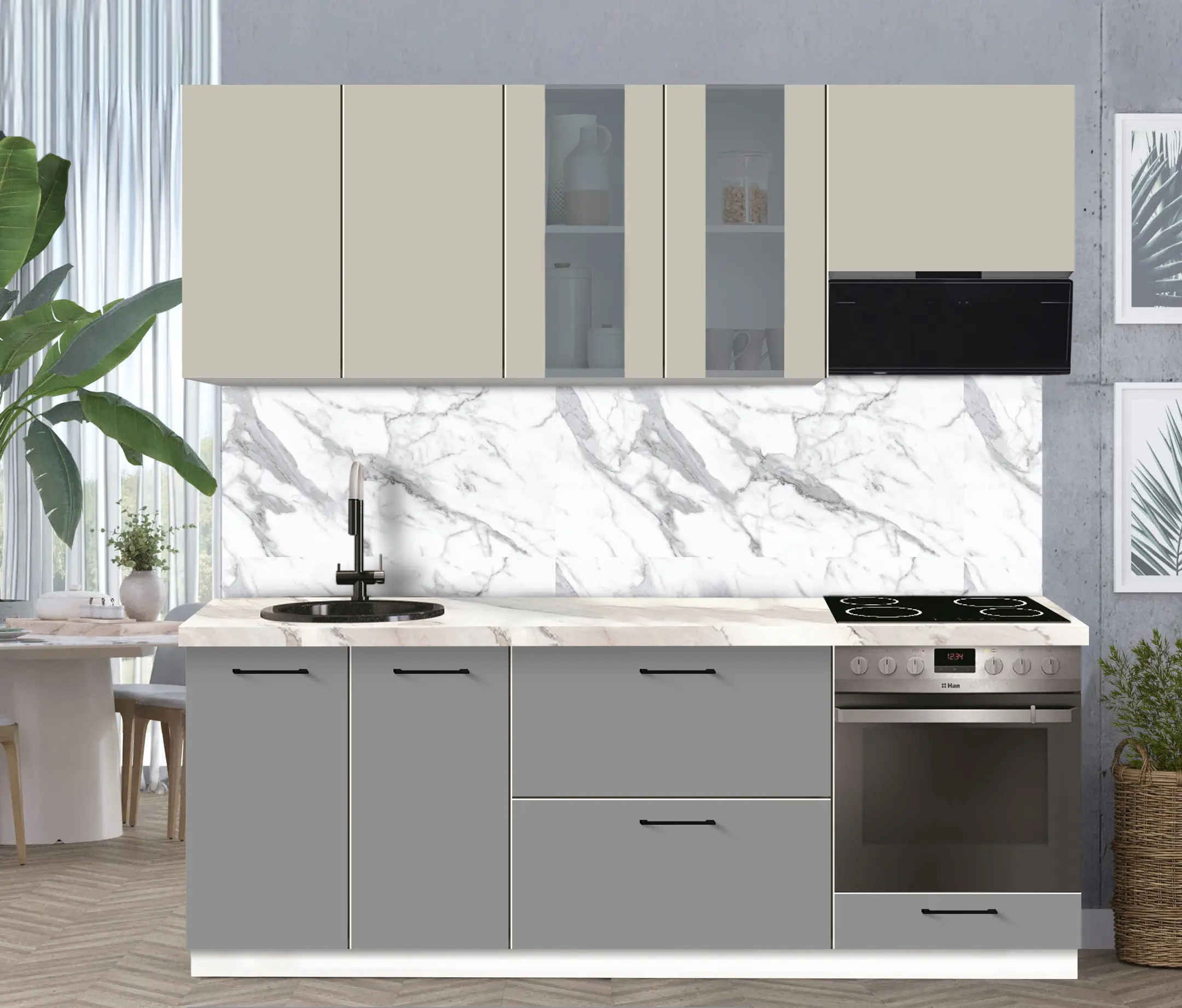 Bucatarie modulara Modern Bono Vitrina 1 H68 2.2m