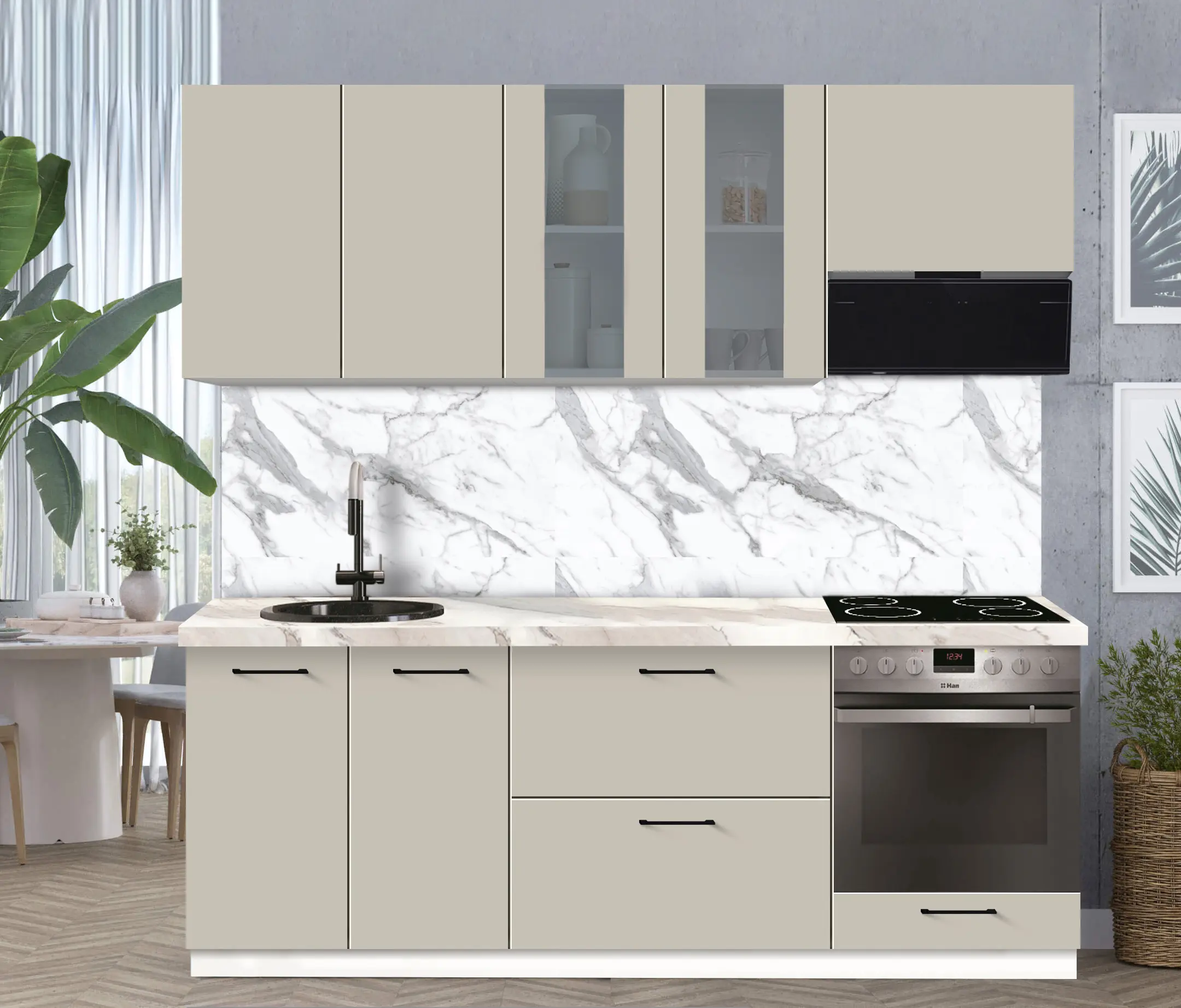 Bucatarie modulara Modern Bono Vitrina 1 H68 2.2m