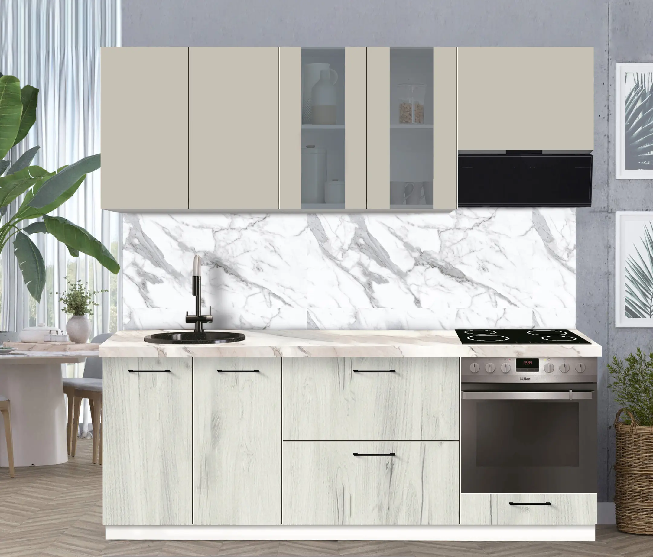 Bucatarie modulara Modern Bono Vitrina 1 H68 2.2m