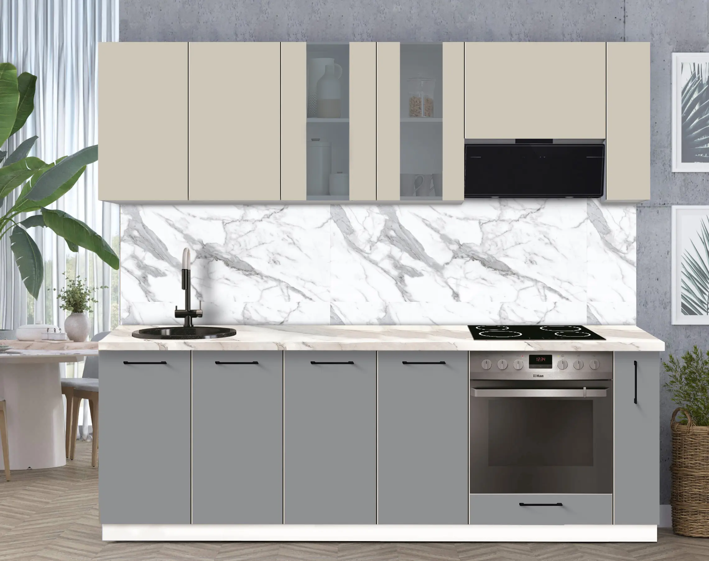 Bucatarie modulara Modern Bono Vitrina 1 H68 2.4m