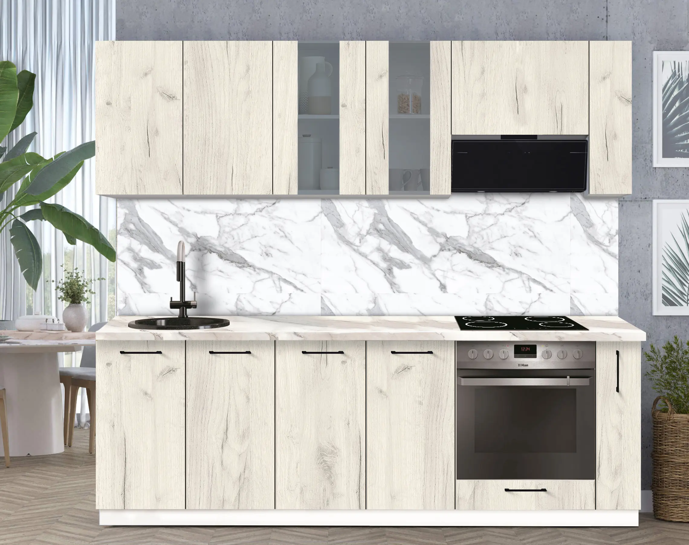 Bucatarie modulara Modern Bono Vitrina 1 H68 2.4m