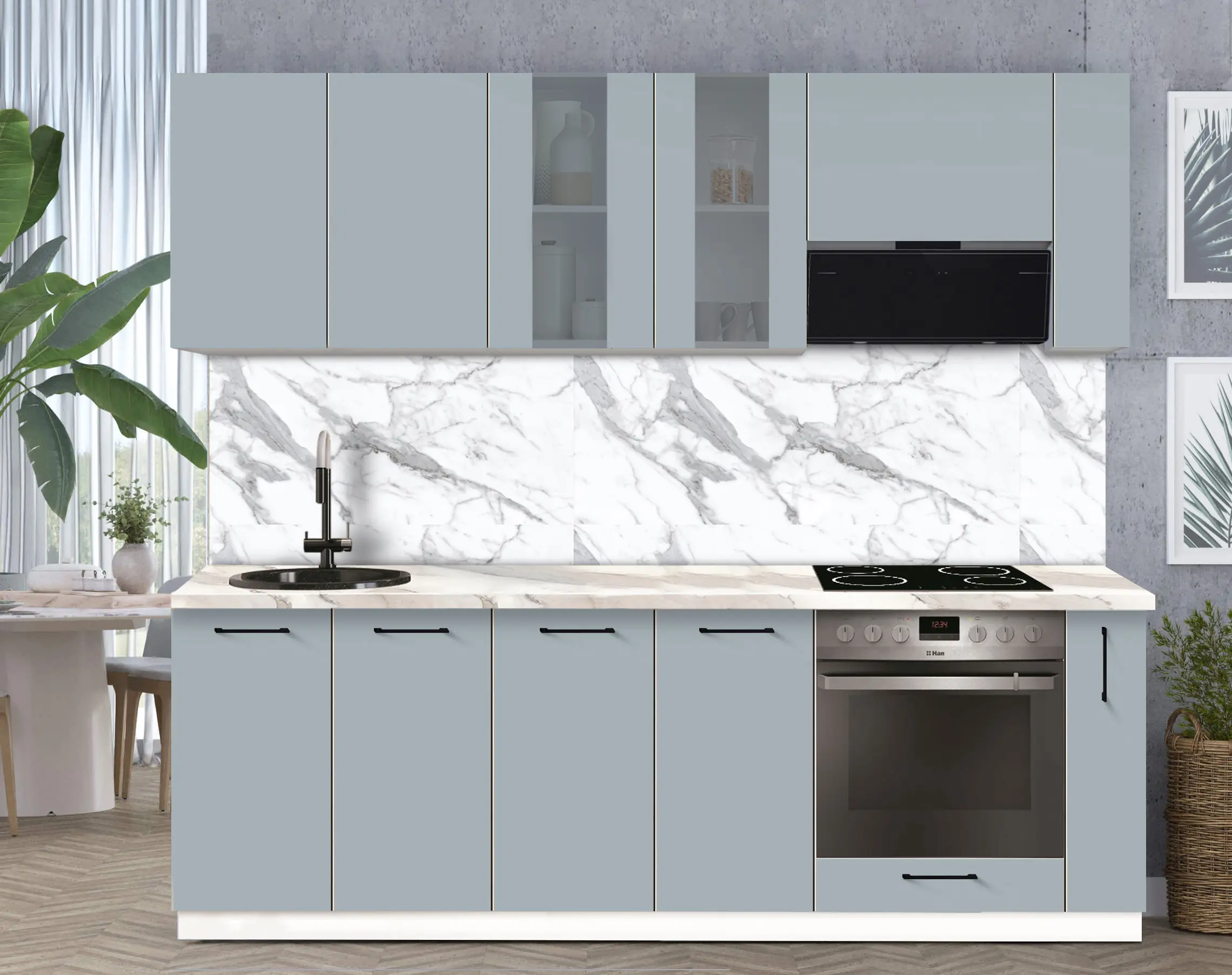 Bucatarie modulara Modern Bono Vitrina 1 H68 2.4m