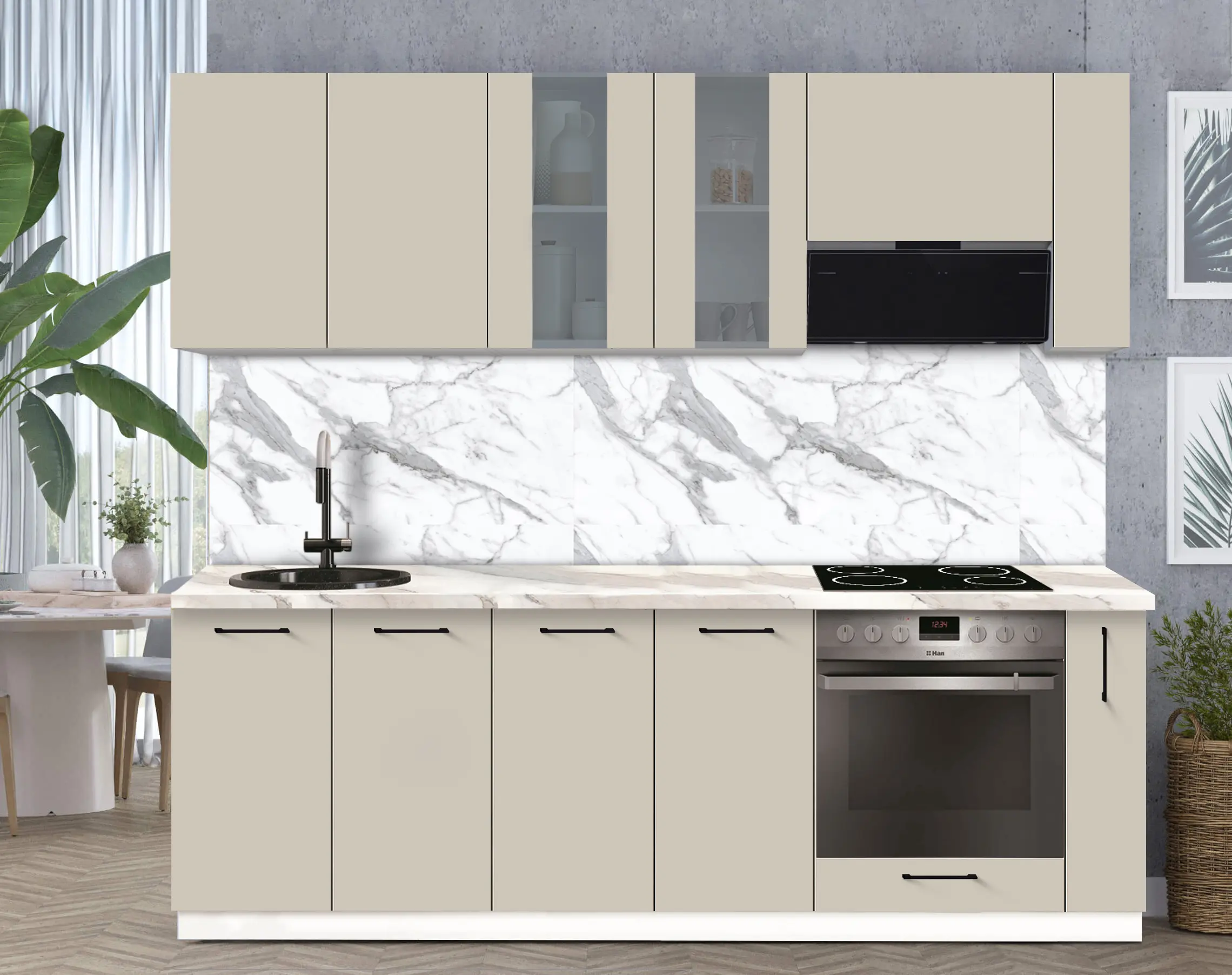 Bucatarie modulara Modern Bono Vitrina 1 H68 2.4m