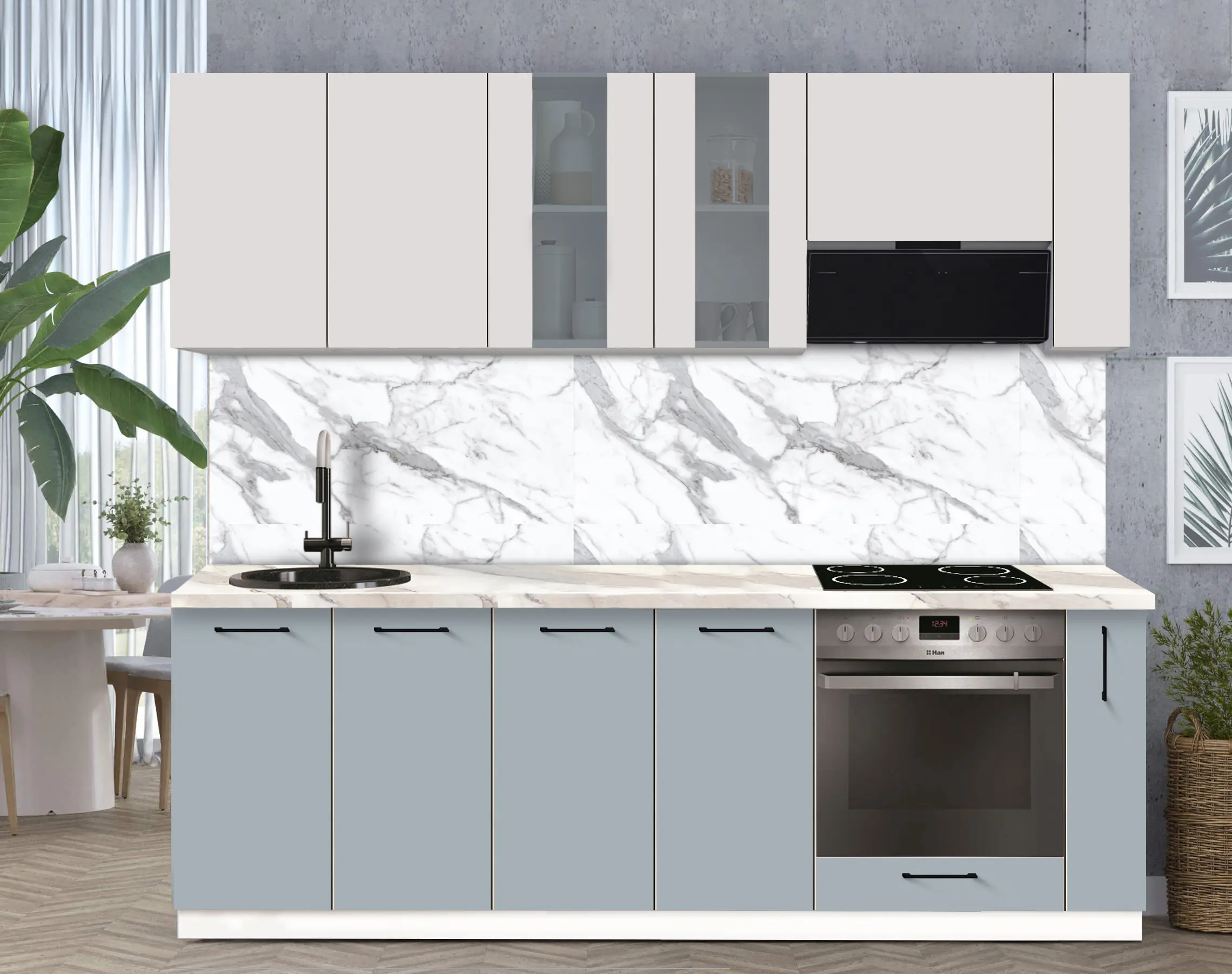 Bucatarie modulara Modern Bono Vitrina 1 H68 2.4m