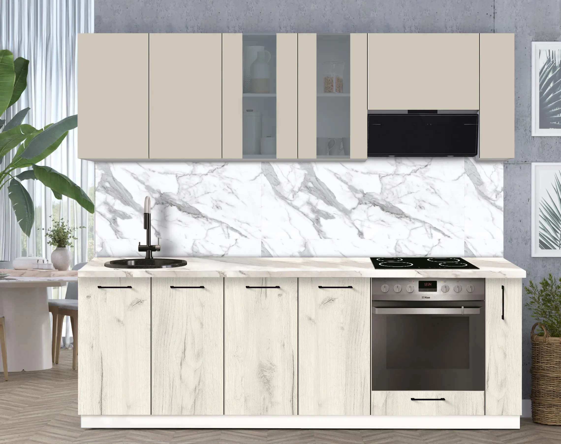 Bucatarie modulara Modern Bono Vitrina 1 H68 2.4m