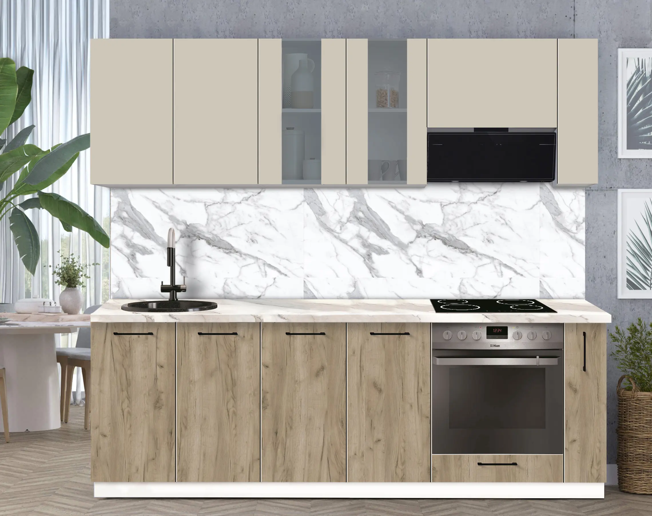 Bucatarie modulara Modern Bono Vitrina 1 H68 2.4m