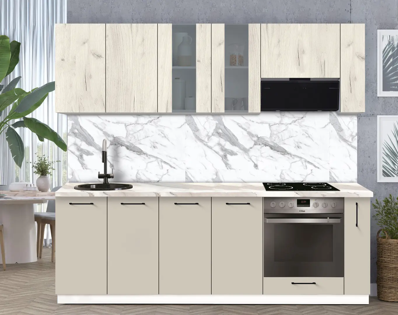 Bucatarie modulara Modern Bono Vitrina 1 H68 2.4m