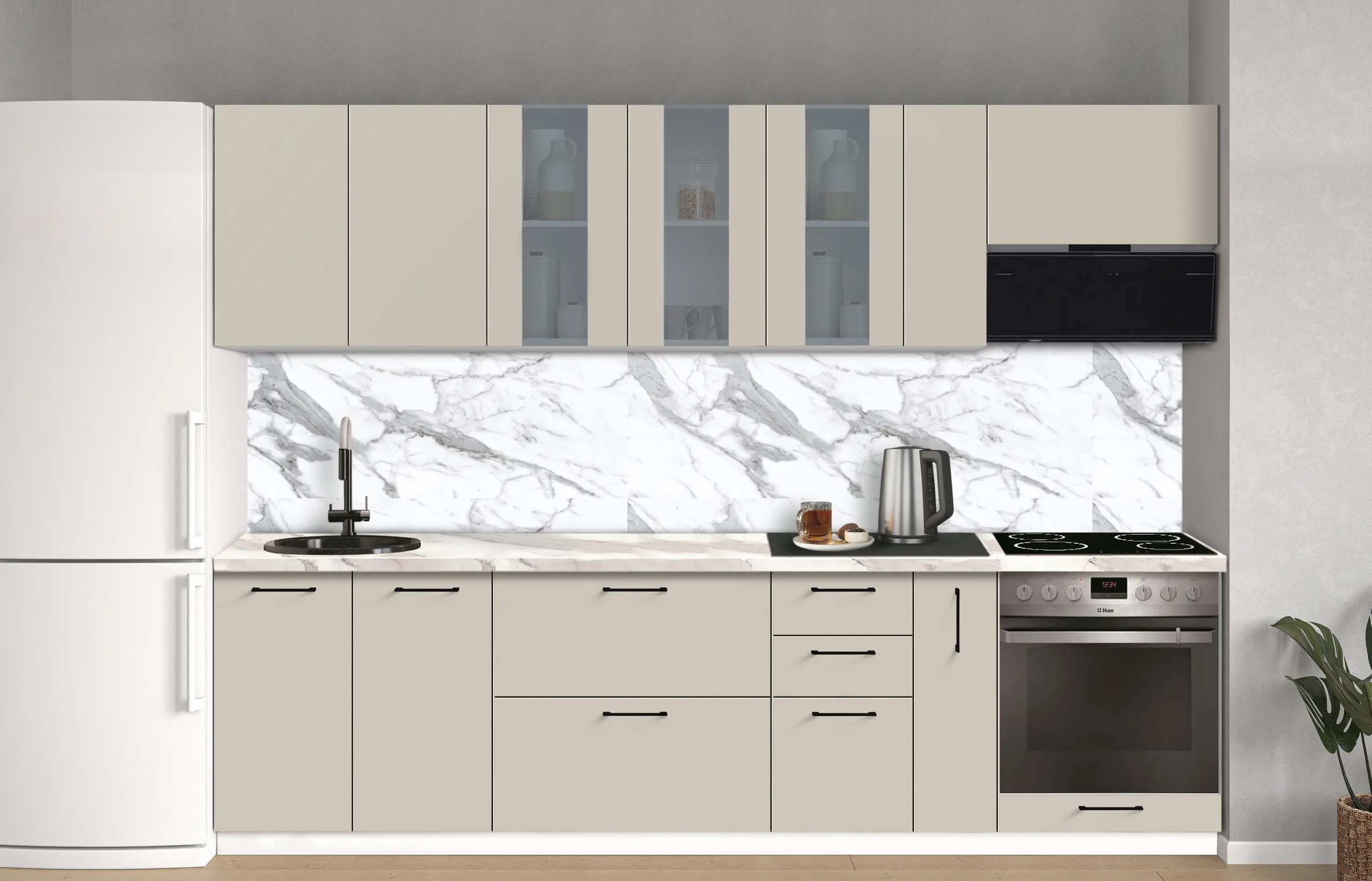 Bucatarie modulara Modern Bono Vitrina 1 H68 2.8m