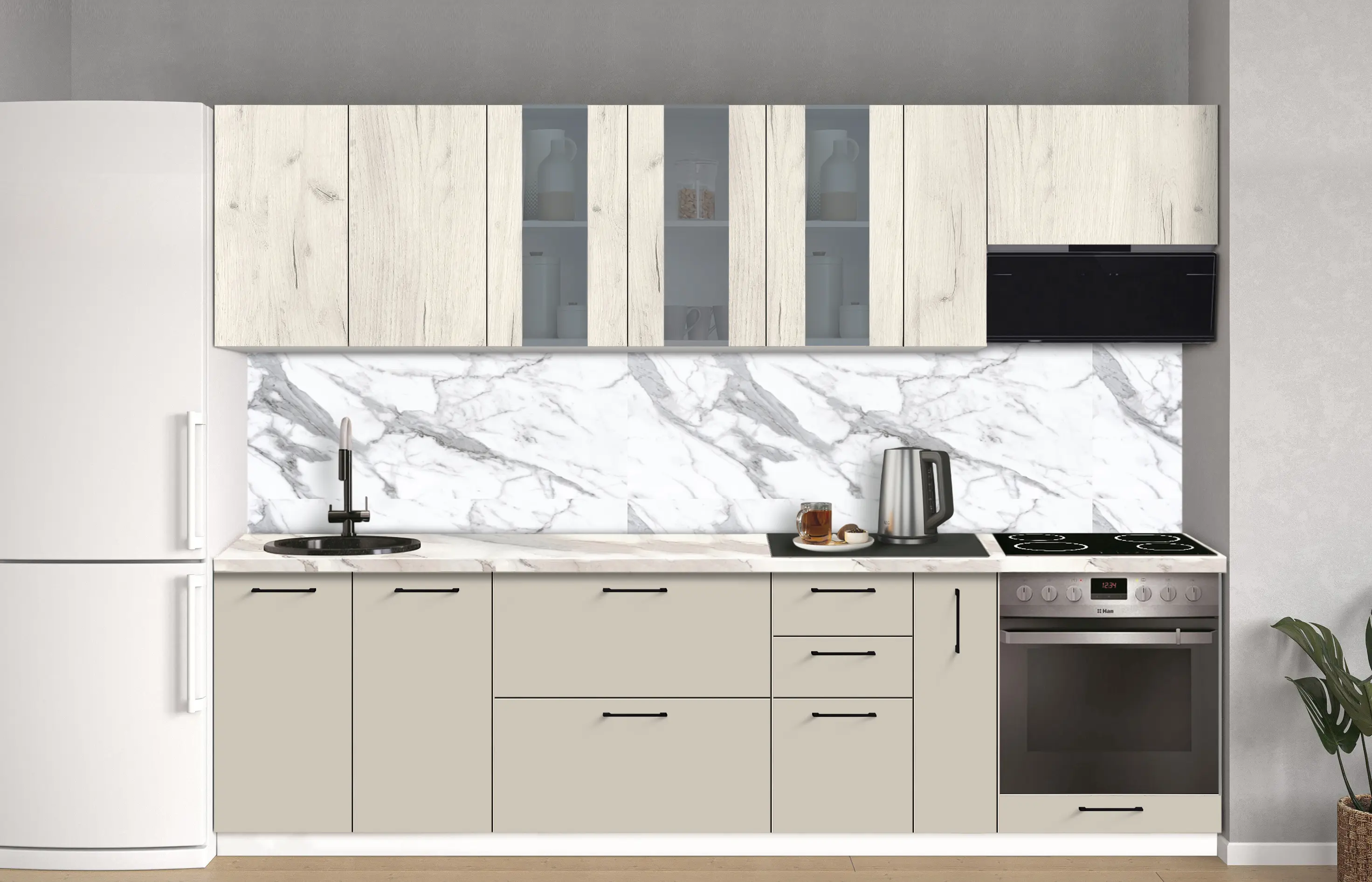 Bucatarie modulara Modern Bono Vitrina 1 H68 2.8m